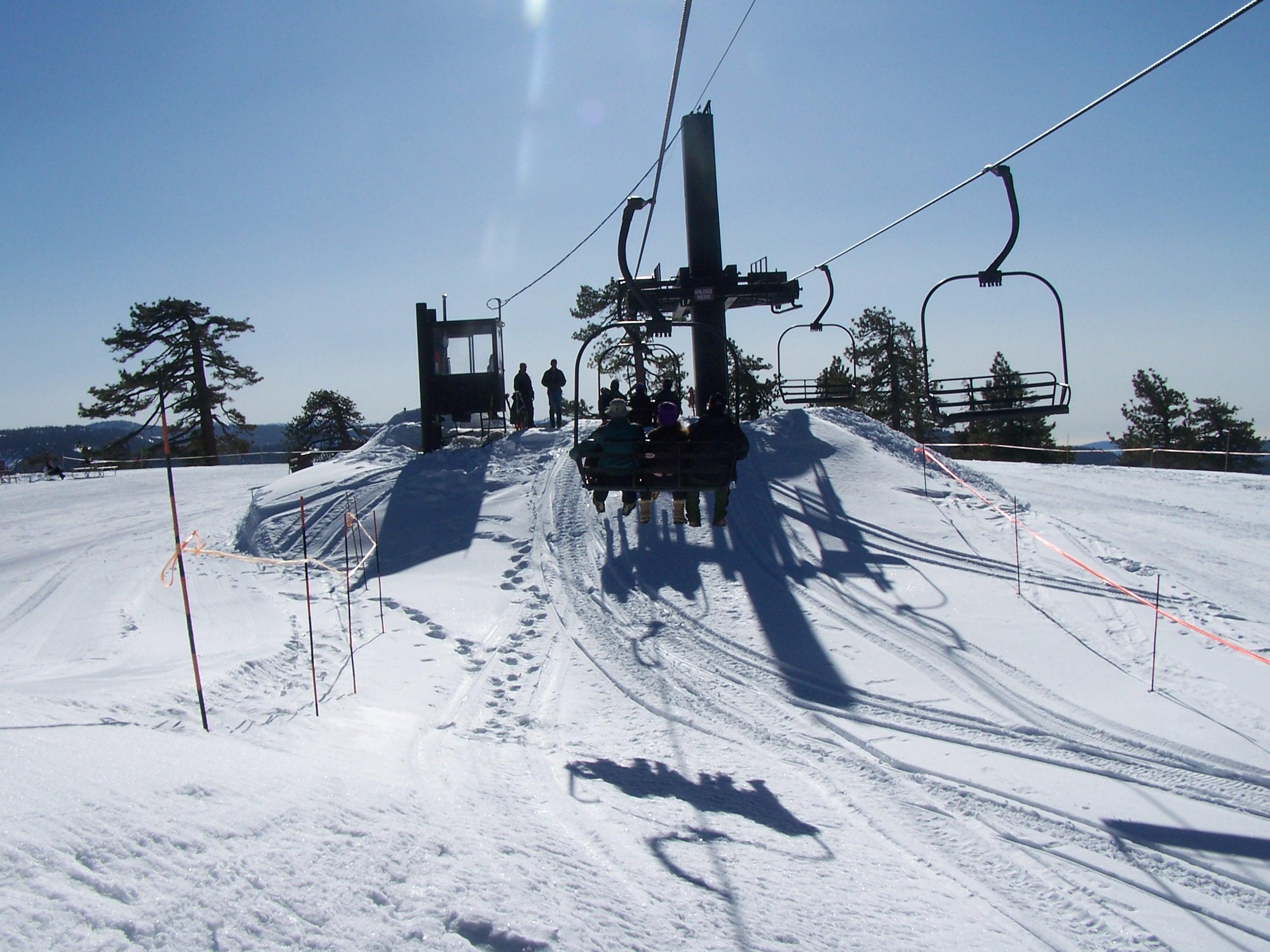 Ski lift at Badger Pass with snow on the ground