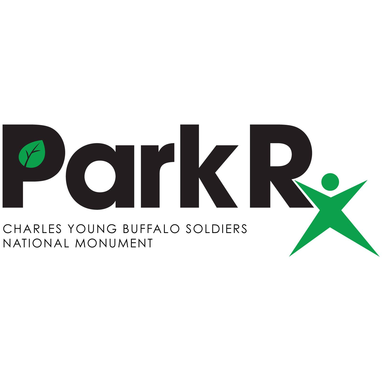 A text logo with Park Rx in large letters with the X resembling a person's body in green