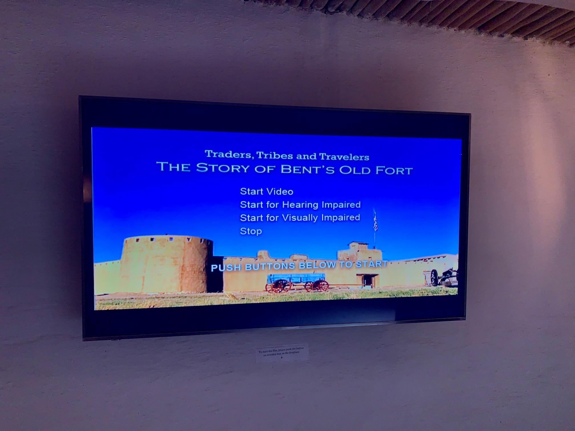 Video Screen of Park Film at Bent's Old Fort National Historic Site