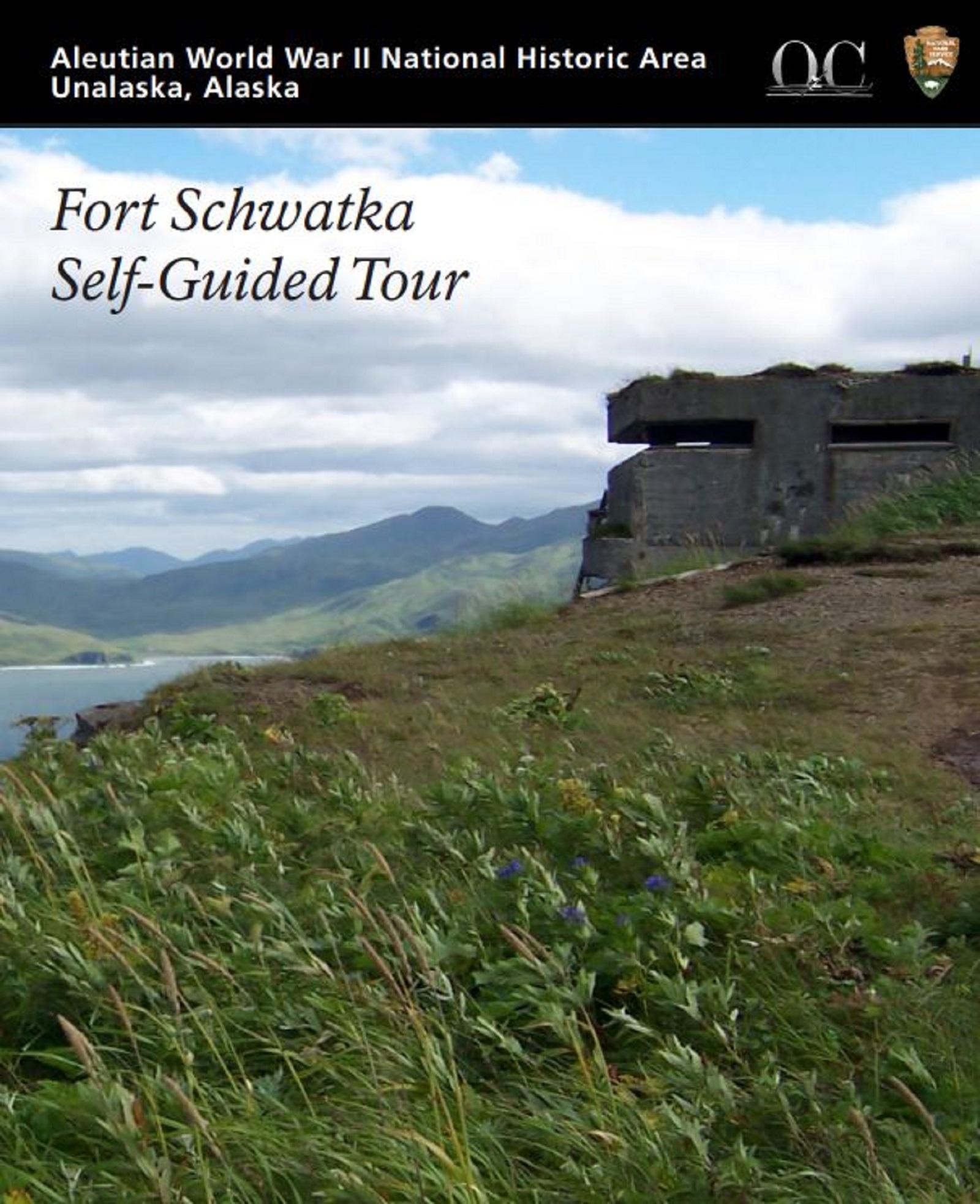 Colorful cover of a walking guide for a fort with a black bar that says NPS