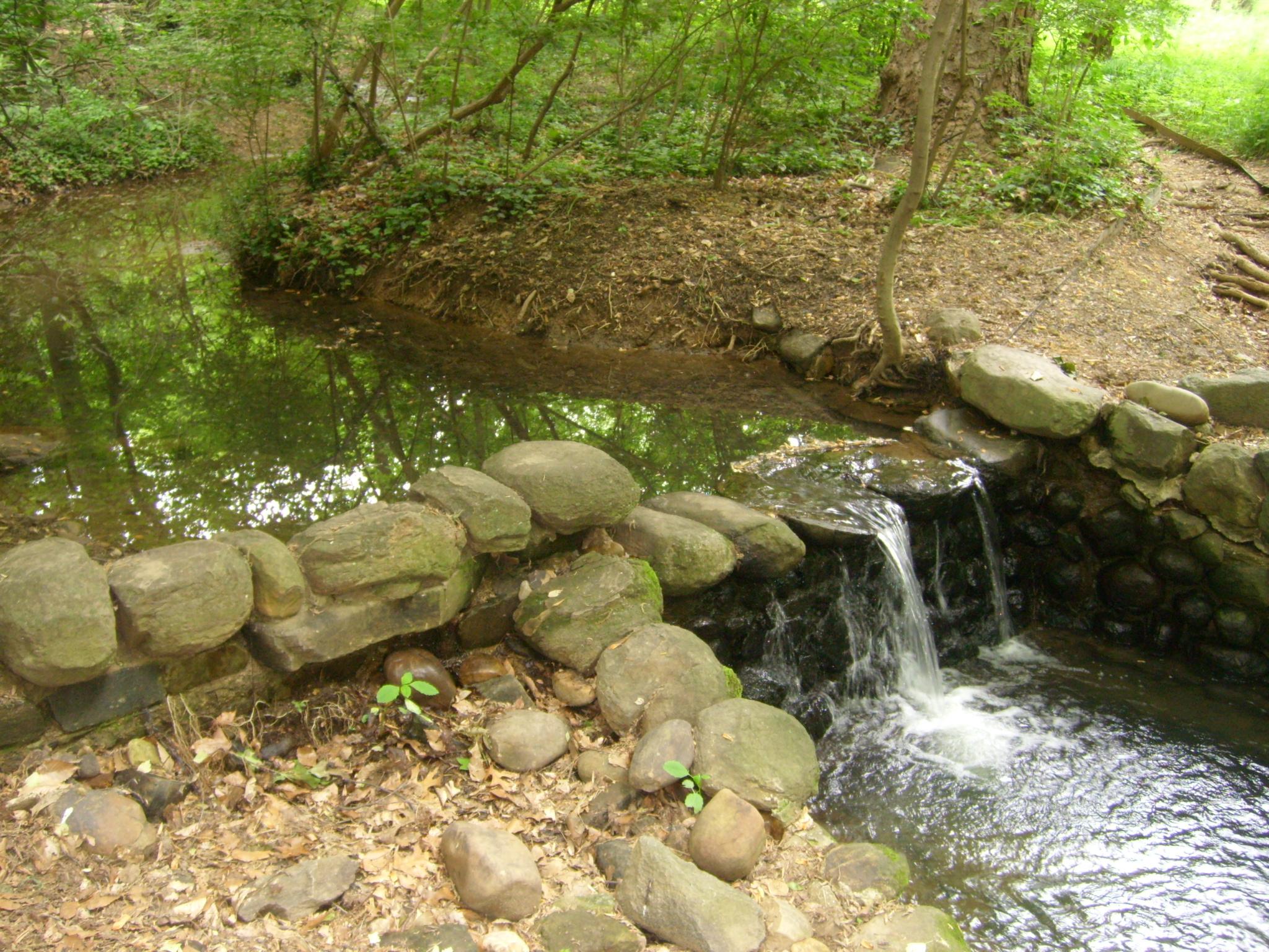 water tumbles over rocks