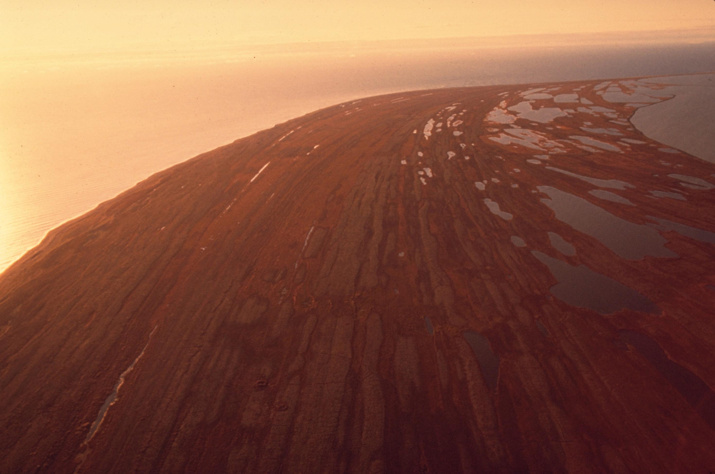 aerial view of beach ridges