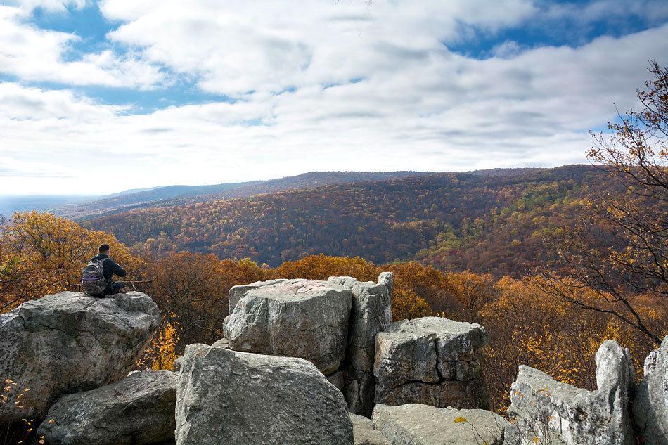 Rock formation with mountains in the background