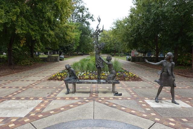 4 separate statues of the four little girls who were killed in the 16th st Baptist Church bombing