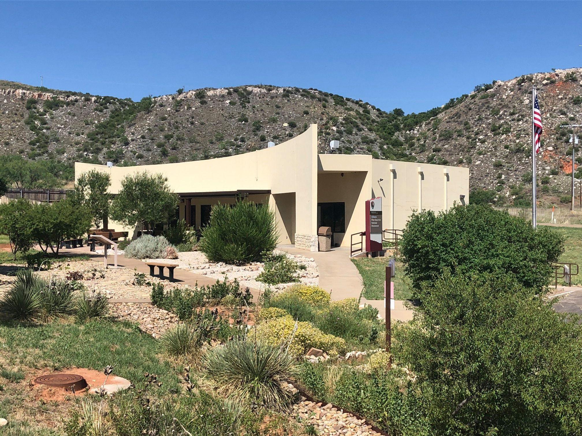 A view of the gardens and Alibates Visitor Center.